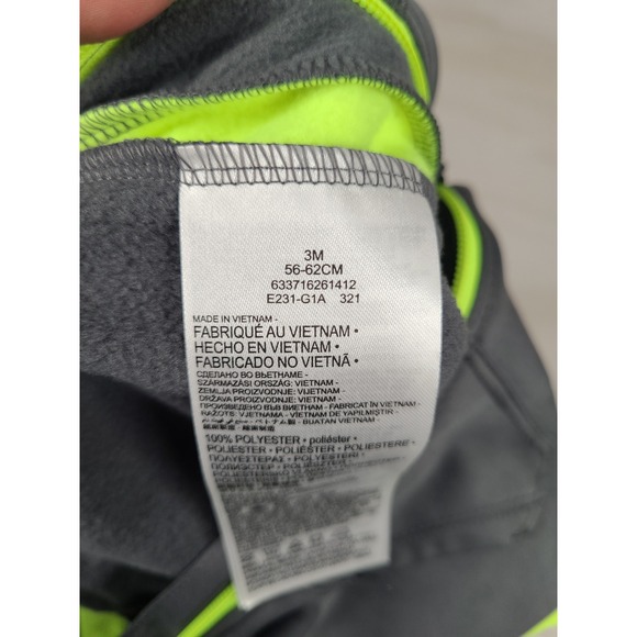 Nike Therma Dri-FIT Baby Hooded Coverall Romper Grey Neon Green Sz 3M 56E231-G1A - Picture 4 of 5